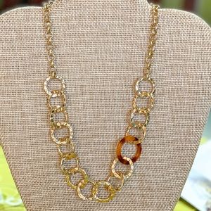Tortoise Chunky Hammered Link Chain Necklace